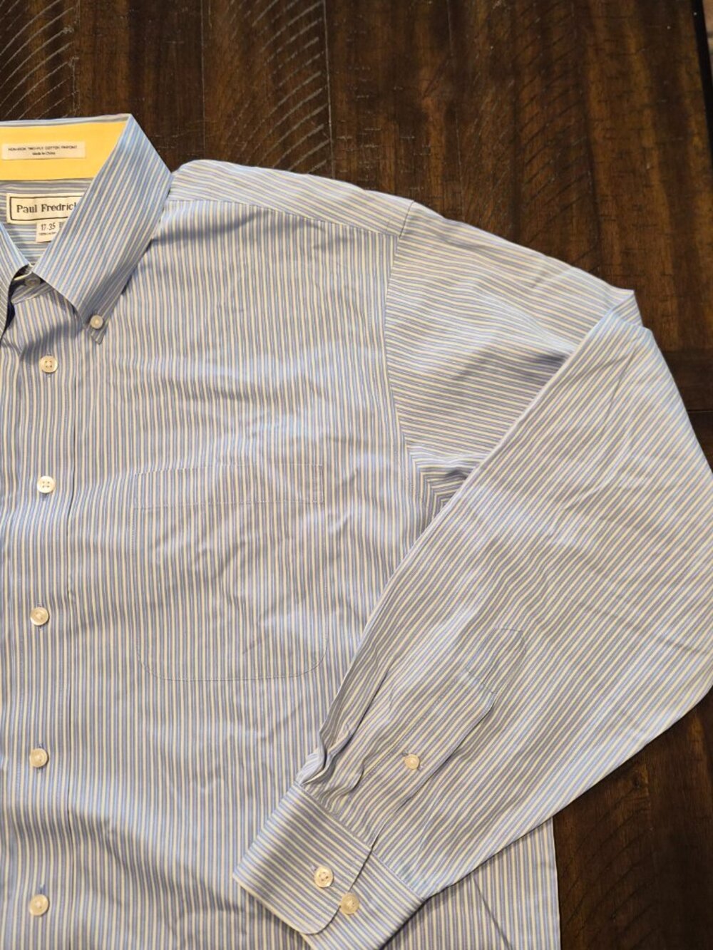 Paul Fredrick Shirt Men 17 35 Check Two Ply 100% Cotton Button Up Pinpoint G912